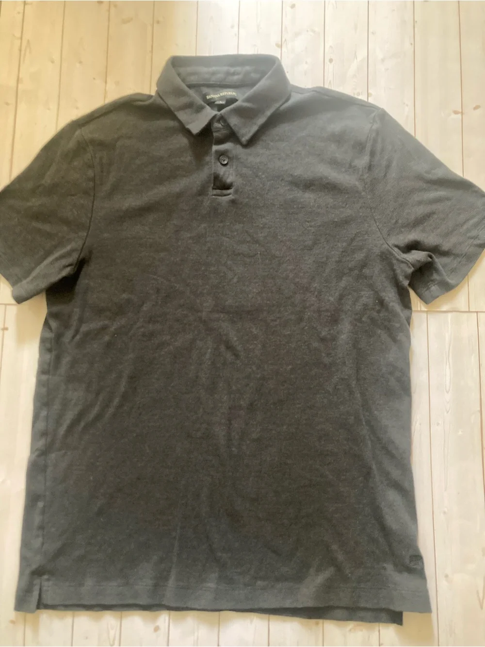 Banana Republic Polo Shirt Mens Large Black Short Sleeve Pique Cotton Tonal Logo